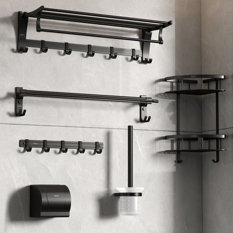 Contemporary Aluminum Bath Hardware Set Black Bathroom Accessory Kit