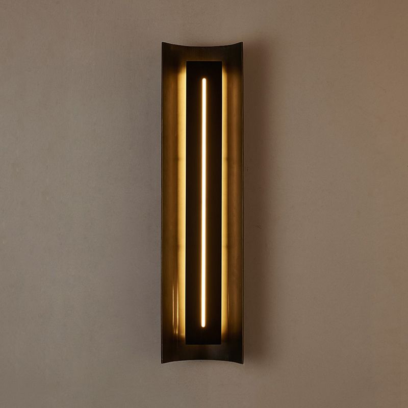 1 Bulb Bedroom Wall Light Contemporary Black LED Wall Mounted Lighting with Curve Metal Shade