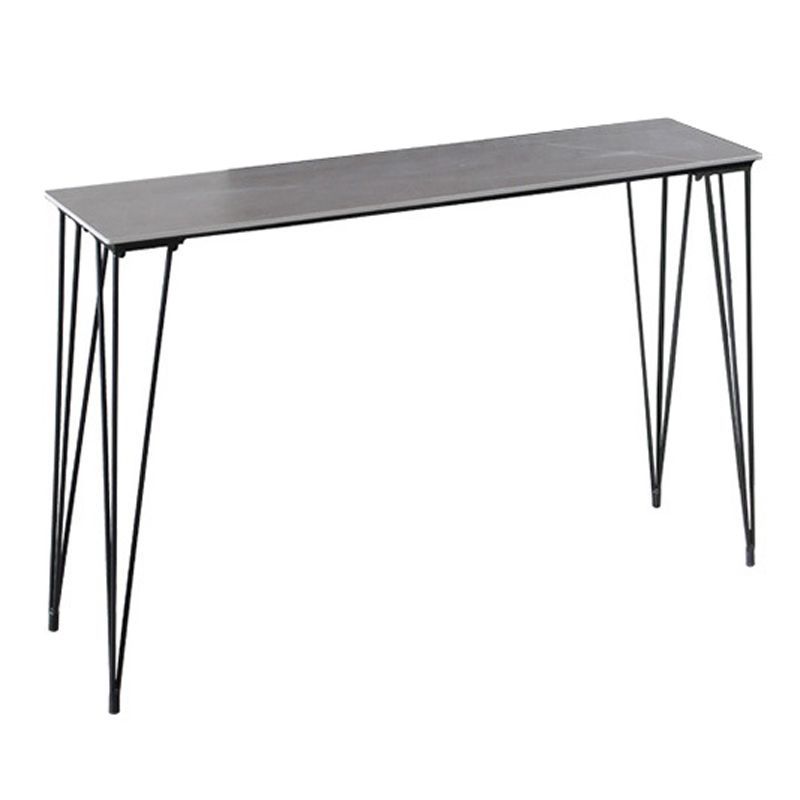 Stone Bar Dining Table Industrial Bar Dining Table with 4 Black Legs