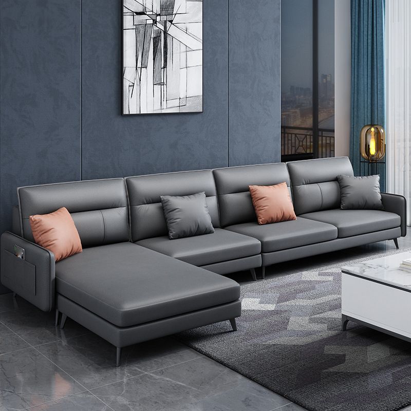 Scandinavian L-Shape Sectional with Square and Storage for Living Room