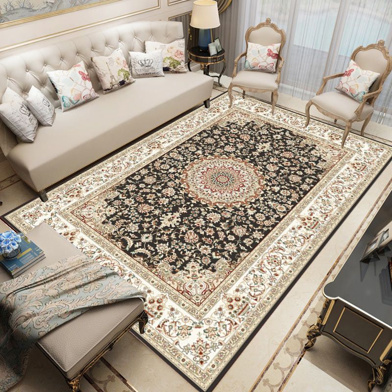 Distinctive Nostalgia Area Rug Victoria Floral Printed Rug Non-Slip Backing Carpet for Living Room