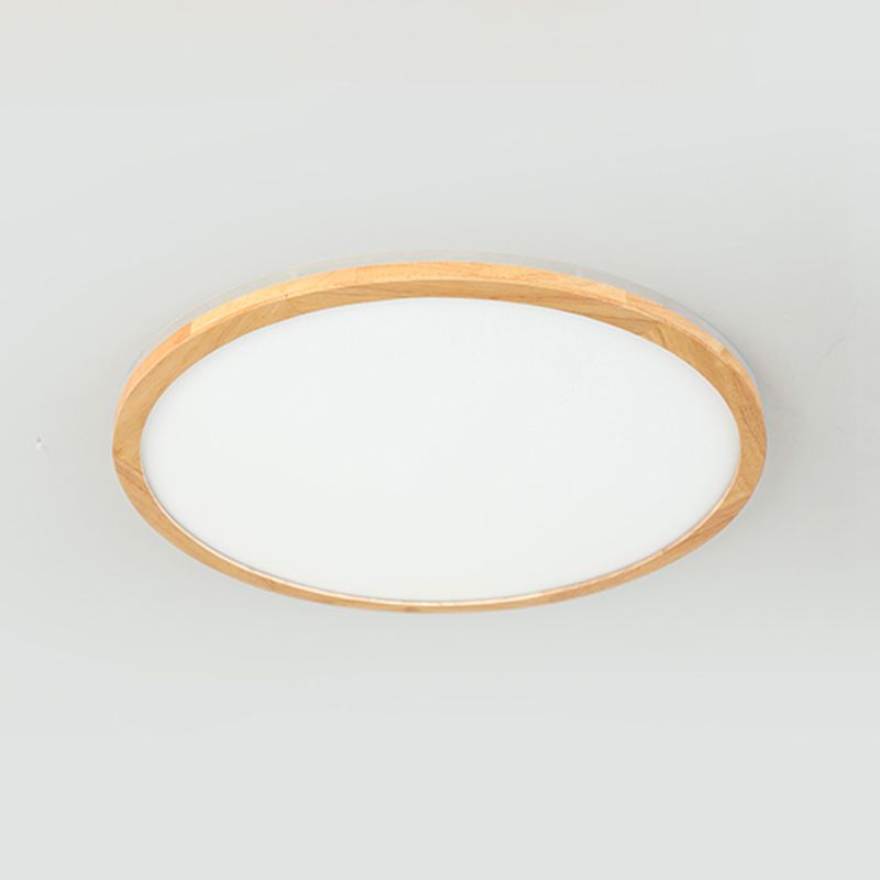 LED Modern Wood Flush Mount Circular Shape Ceiling Light with Acrylic Shade for Bedroom