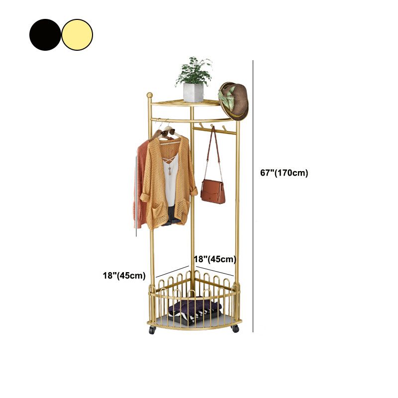 Glam Hall Stand Metal Gold and Black Shelving Included Free Standing Coat Rack