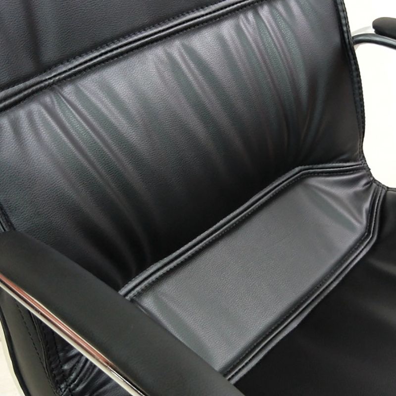 Contemporary Faux Leather Managers Chair Chrome Frame No Wheels Office Chair