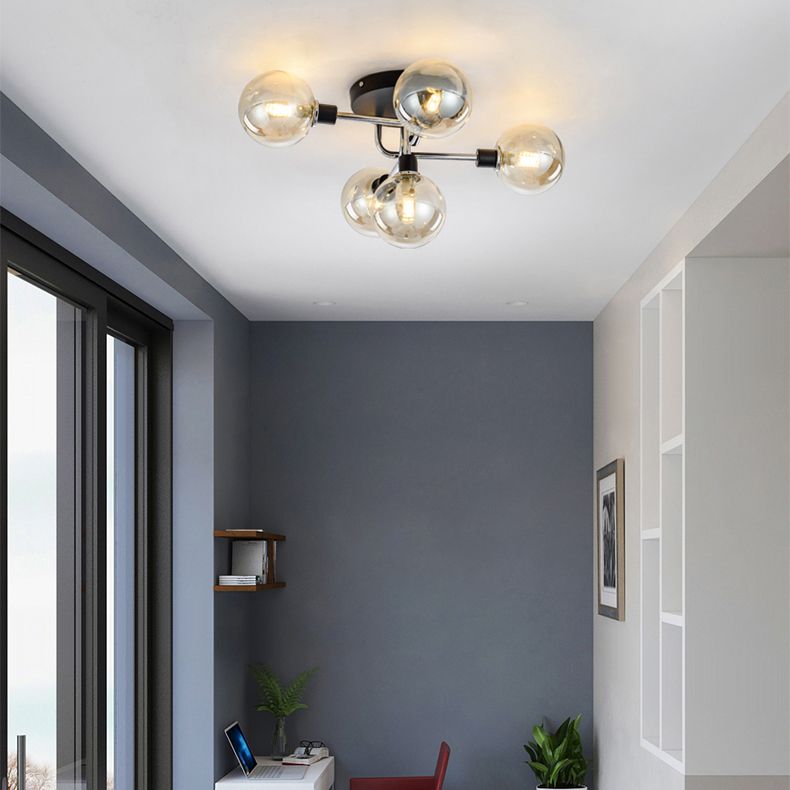 Sfera di vetro soffitto a sfioramento della luce minimalista in stile semifulgo semifulò