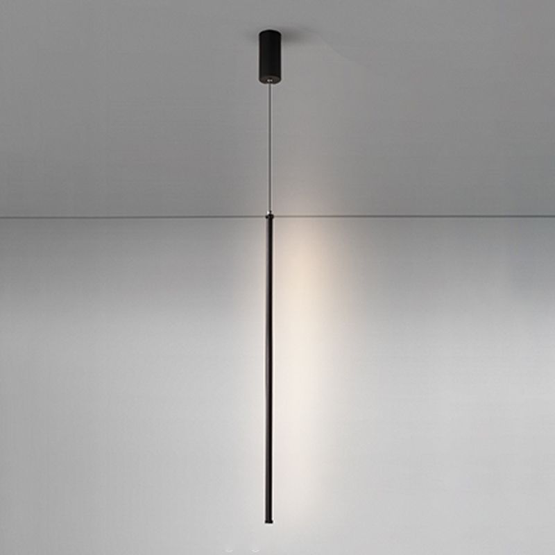 1 Light Linear Sanging Pendentif Modern Style Metal Lighting suspendu en noir pour la chambre