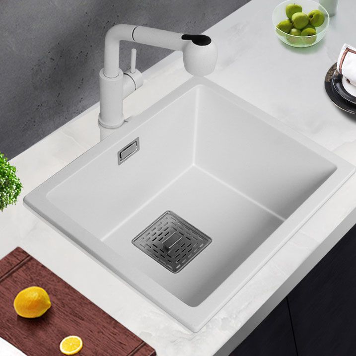Modern Quartz Sink Solid Color Square Single Bowl Kitchen Sink