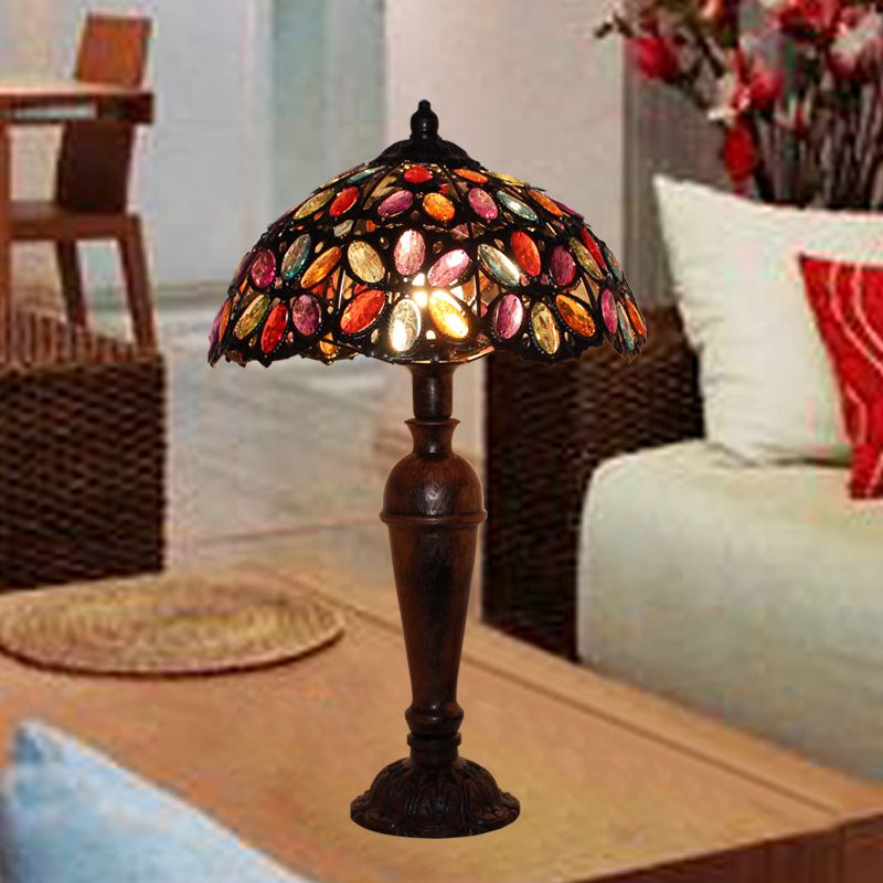 1 Bulb Night Table Lighting Art Deco Dome Metal Nightstand Lamp in Red/Yellow/Green for Living Room