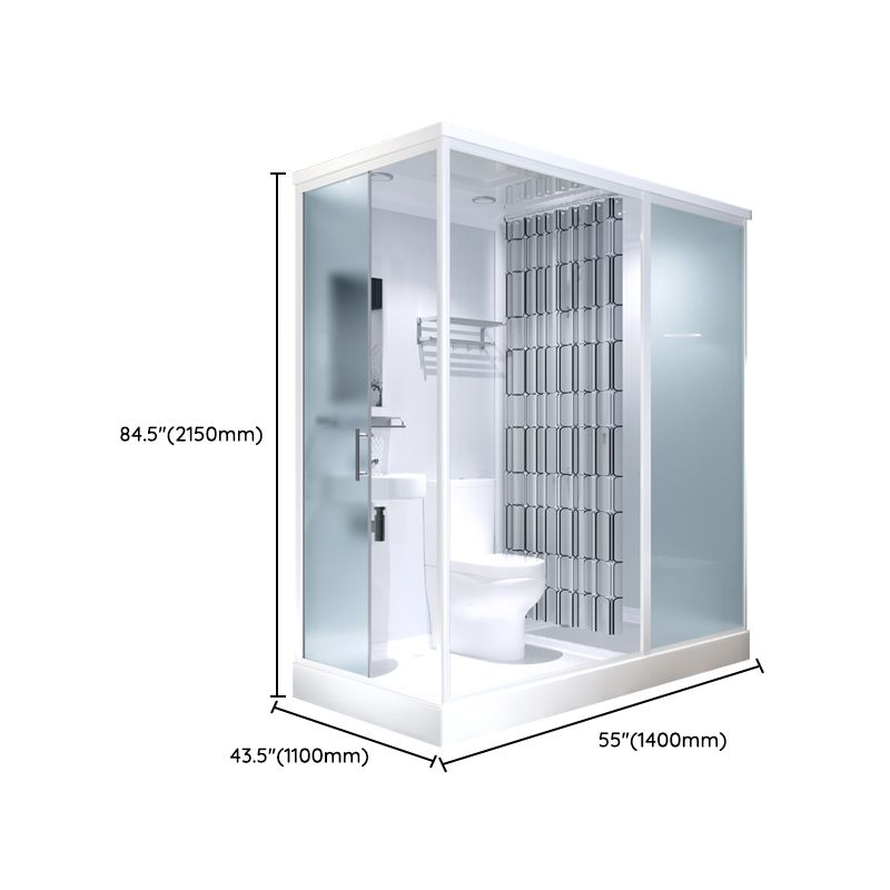 Modern Shower Stall Tempered Glass with Towel Bar Single Sliding Shower Enclosure