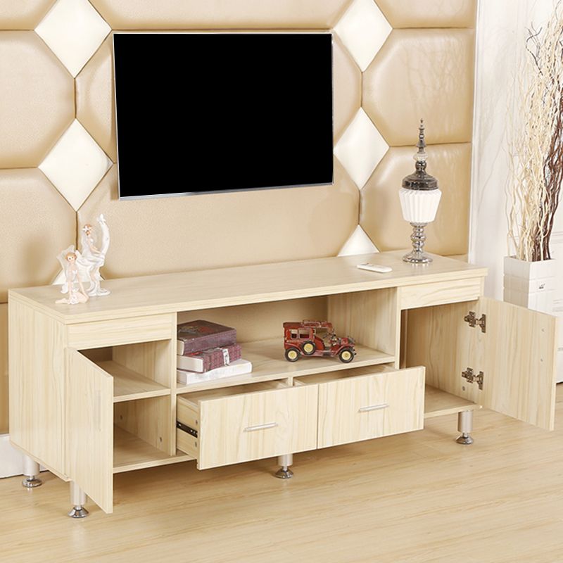 Scandinavian Style Wood TV Stand Open Storage TV Console with Shelves