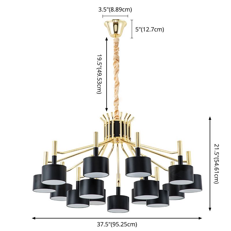 Drum Shade Chandelier Light Post-modern Metal Living Room Suspended Lighting Fixture