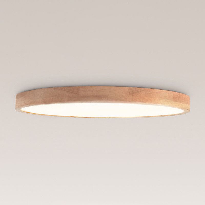 Modern Geometric Led Flush Light Wood 1 Light Flush Mount Fixture for Bedroom