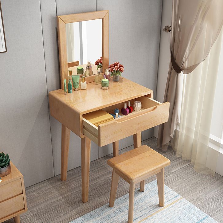 Scandinavian Wooden Makeup Counter Grand Walnut/Natural Vanity Table