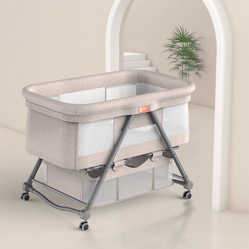 Foldable and Portable Cradle Moving Crib Cradle with Mattress and Wheel