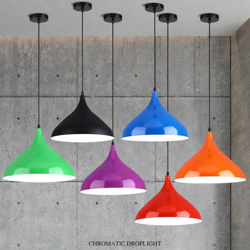 Macaron Matel Hanging Light, Nordic Teardrop 1-Light Pendant Lighting for Living Room