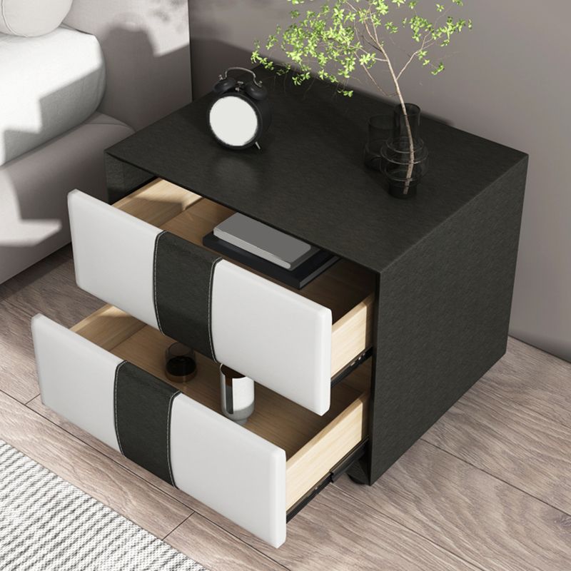 Modern Solid Wood Night Table Bedside Nightstand with 2 Drawers