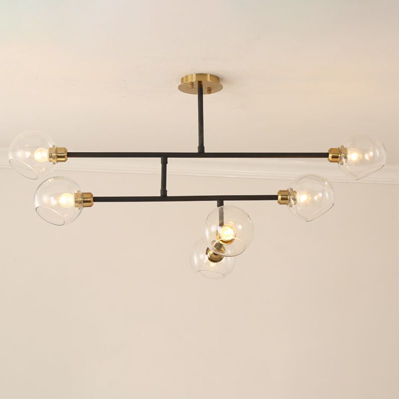 Open Kitchen Pendant Lighting Minimalist Ceiling Chandelier with Dome Glass Shade