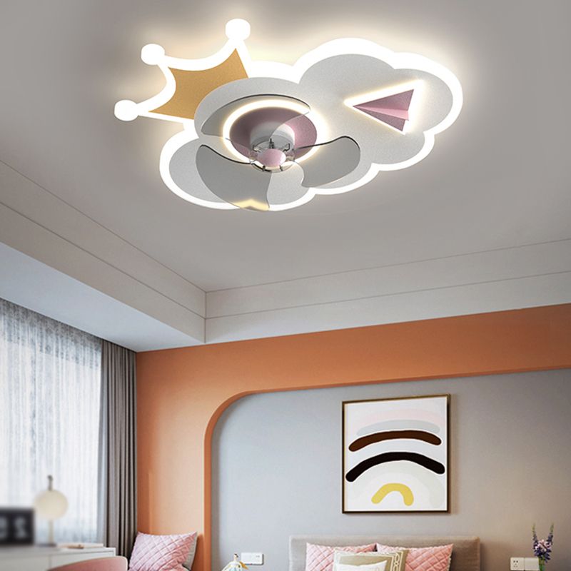 Metal Geometric Flush Mount Light Lovely 1 Light LED Fan Light for Kid's Room