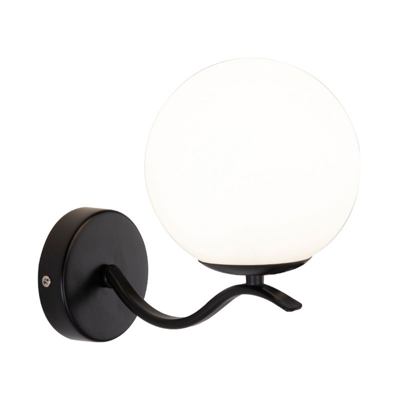 Modern Style Wall Lamp 1-Light Spherical with Glass Shade for Bedroom