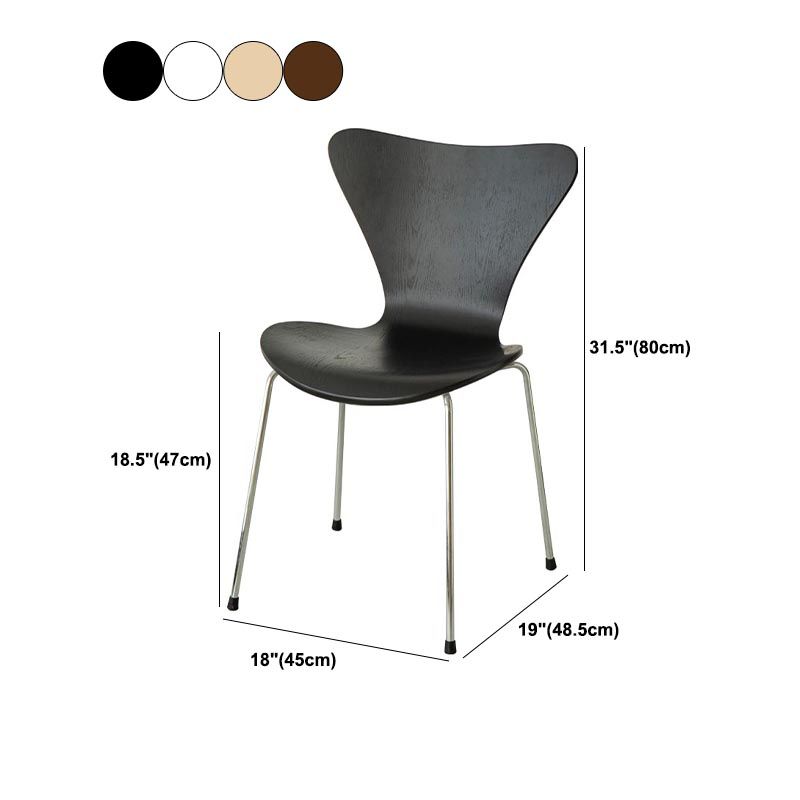 Wood Dining Side Chair Industrial Dining Chair with Silver Legs