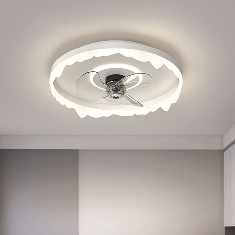 Circle Metal Ceiling Fan Lamp Simplicity LED Ceiling Mounted Lighting for Bedroom