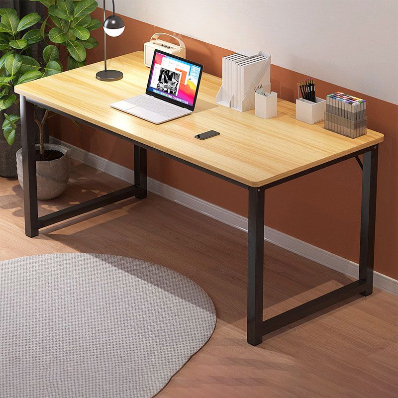 Contemporary Rectangular Computer Desk H-Shape Office Desk with Metal Legs