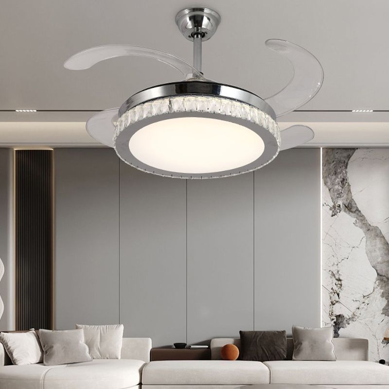 Stainless Steel Ceiling Fan Light in Chrome LED Modernism Fan Ceiling Fixture