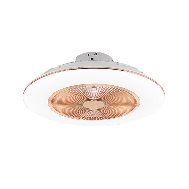 Modern Round Ceiling Fan Light Acrylic Bedroom Semi Flush LED Light with Invisible Blades