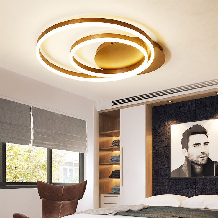 Circles Semi Flush Mount Lighting Minimal Acrylic LED Black Semi Flush Ceiling Light