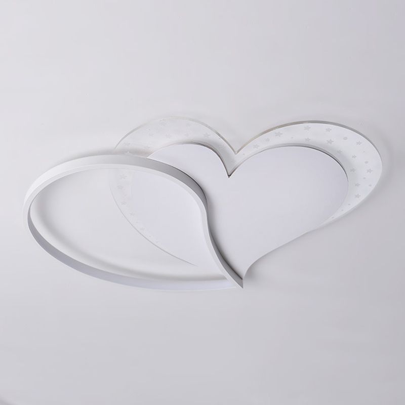 Heart Shape LED Ceiling Flush in White Finish Acrylic Kids Style Flush