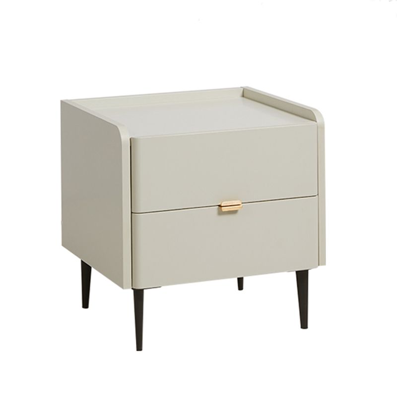 Two-Drawer Wood Nightstand 20" Tall Bedside Cabinet with Legs