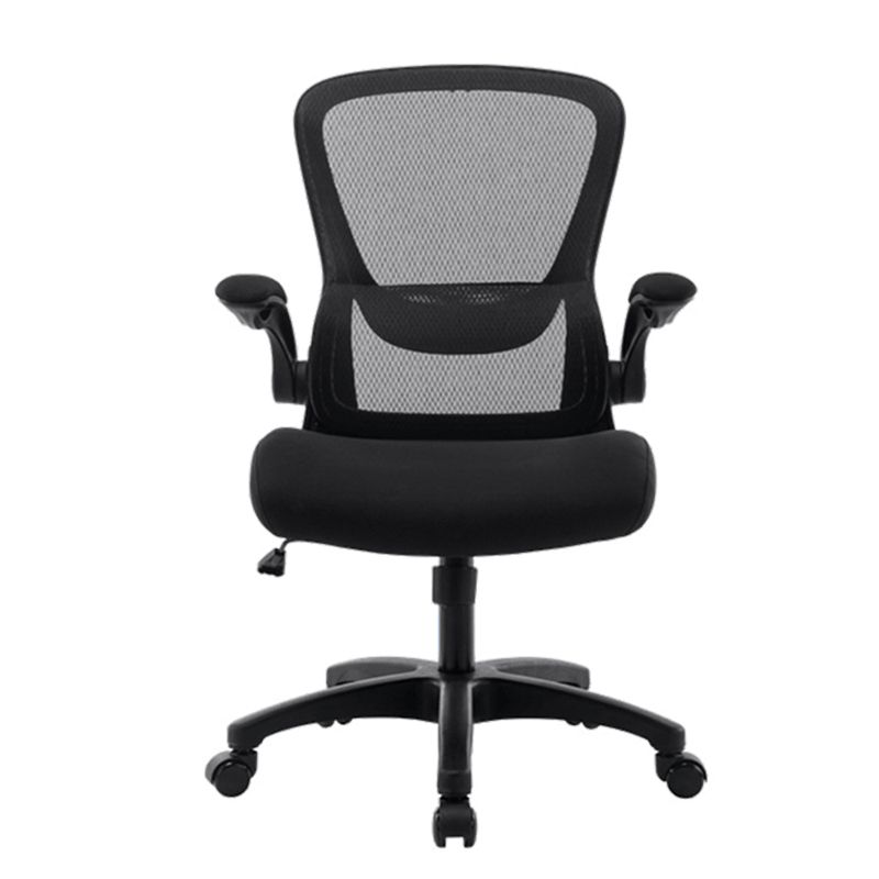 Modern Chair Mesh Computer Chair Mid-Back Chair with Wheels in Gray/Orange/Black