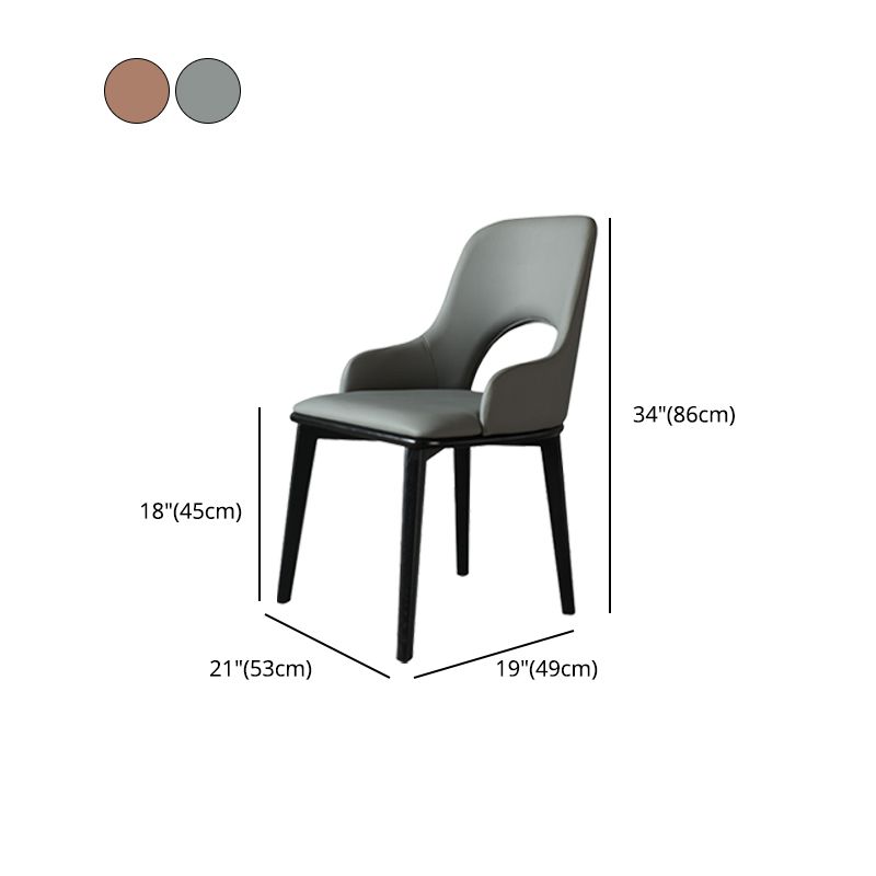 Contemporary PU Leather Dining Chairs Wood Arm Dining Chair for Home Use