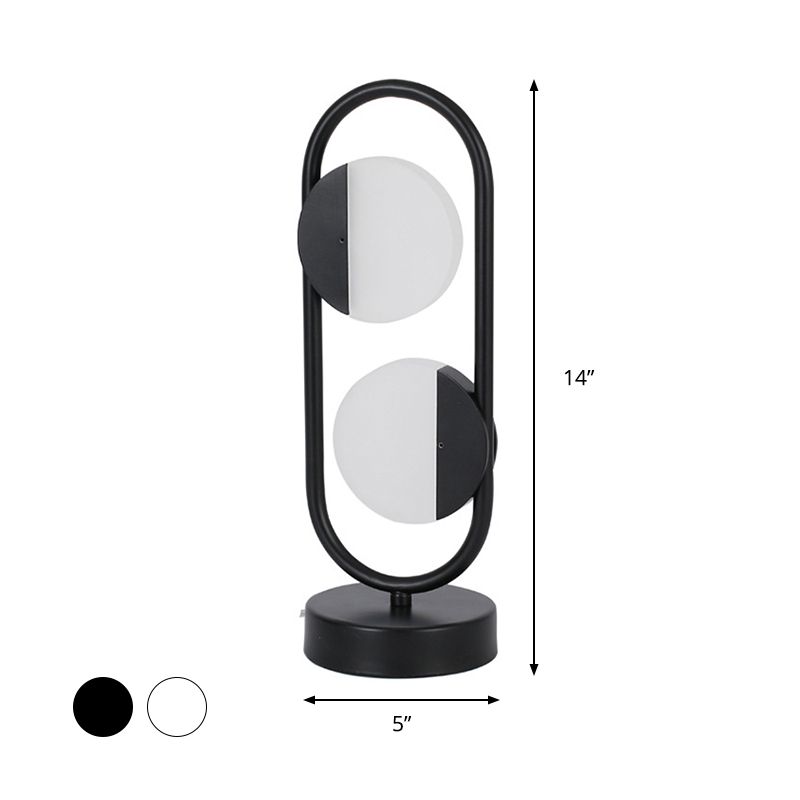 LED Circular Reading Book Light Contemporary Acrylic Night Table Lamp in White/Black, Warm/White Light