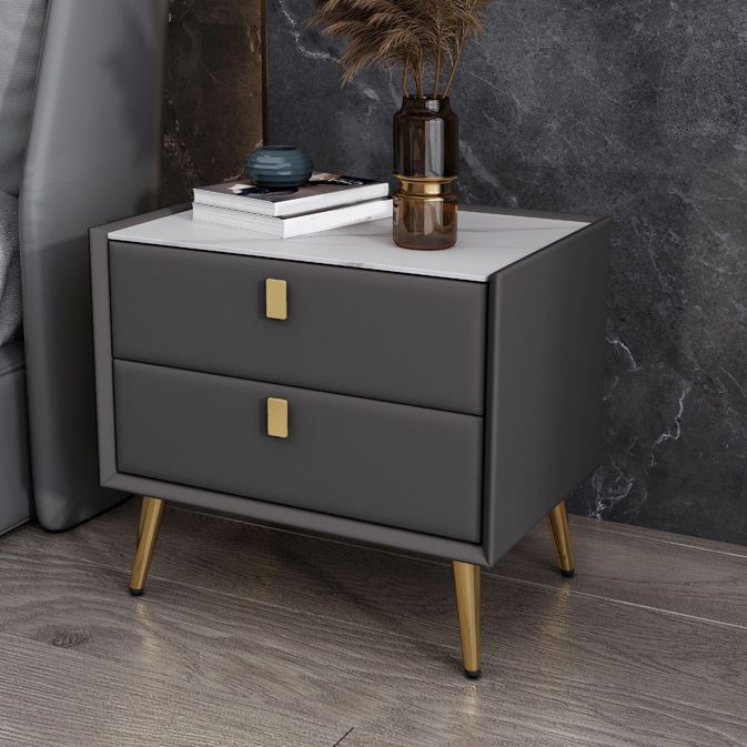 Sintered Stone Top Kids Bedside Table Modern Pine Wood Nightstand with Drawers