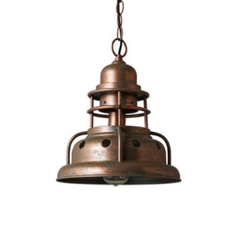 1 Light Truncated Shade Pendant Light Industrial Painted Oxidized Copper Metal Hanging Lamp