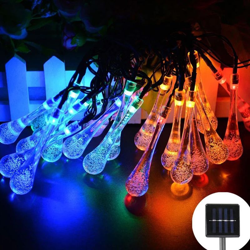 Solar Power LED Decorative Lamp in Modern Creative Style Plastic Teardrop String Lights