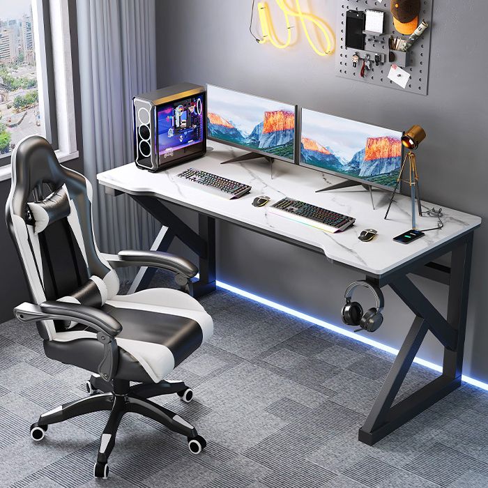 Industrial Stone Gaming Desk 29.53" Tall Computer Desk with Sled Base