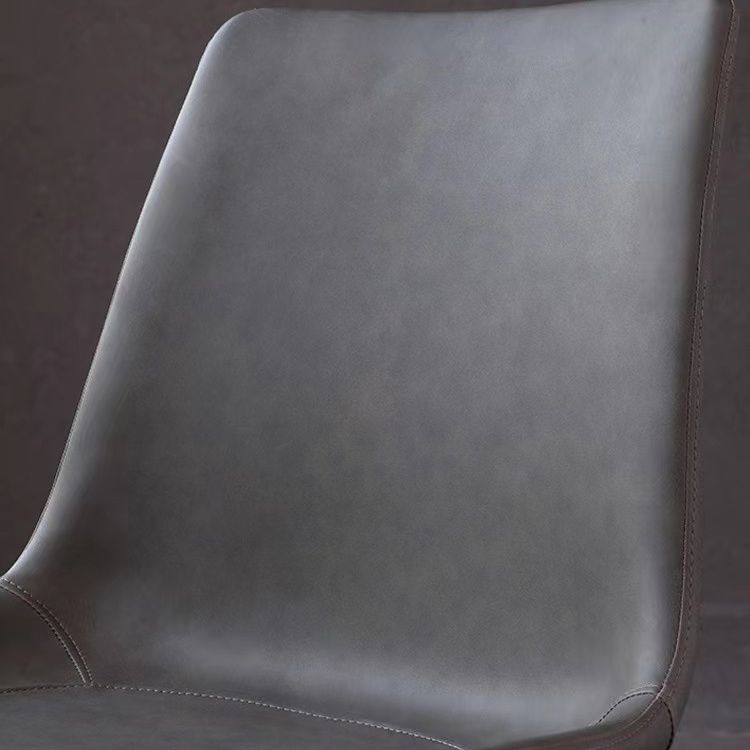 Minimalist Faux Leather Side Chair for Home Solid Back Chair