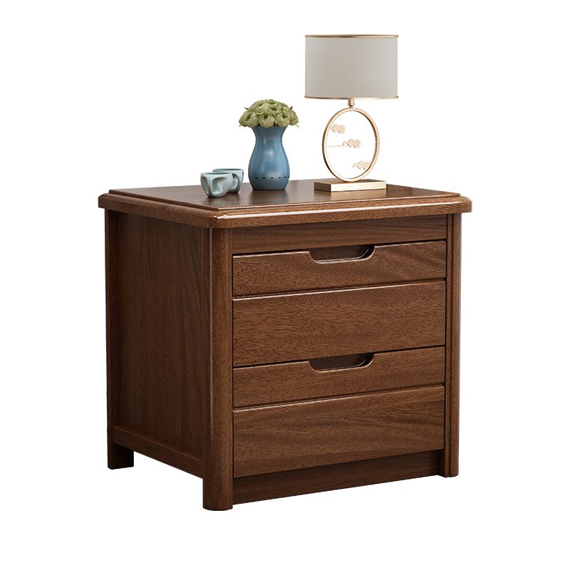 20 Inch H Bed Nightstand Solid Wood 2-Drawer Modern Brown Night Table