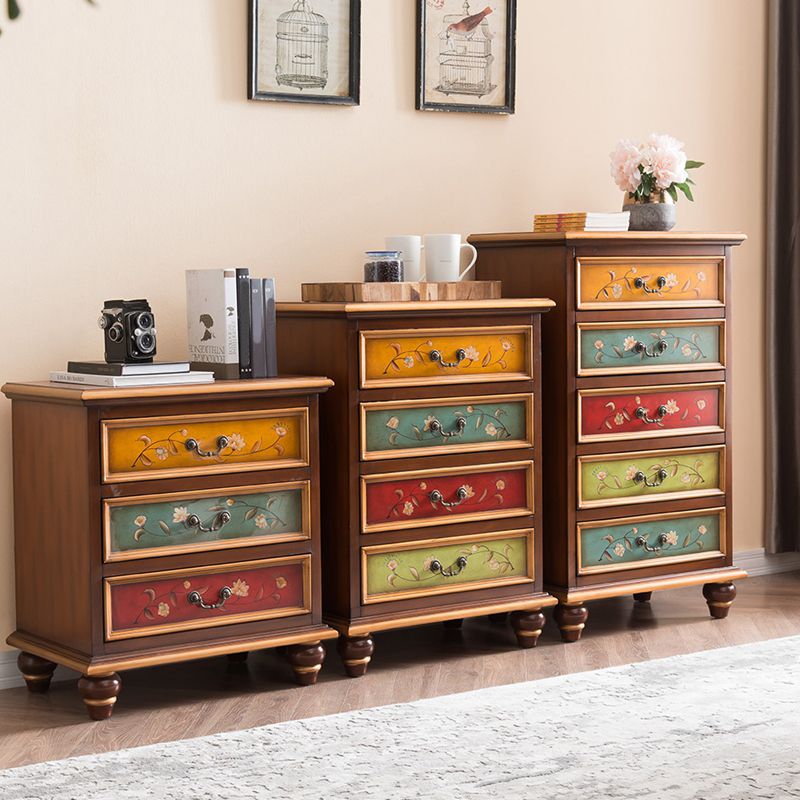 Traditional Vertical Chest Wooden Storage Chest with Drawers for Bedroom