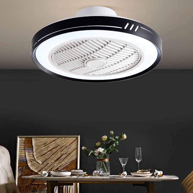 Single Polished Modern Ceiling Fan Lamp Metallic Ceiling Fan Light for Living Room