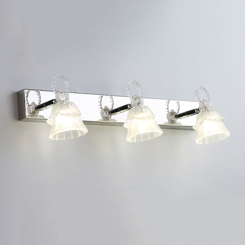 Stainless Steel Vanity Light Fixture 3 Lights Mirror Front Light with Glass Shade