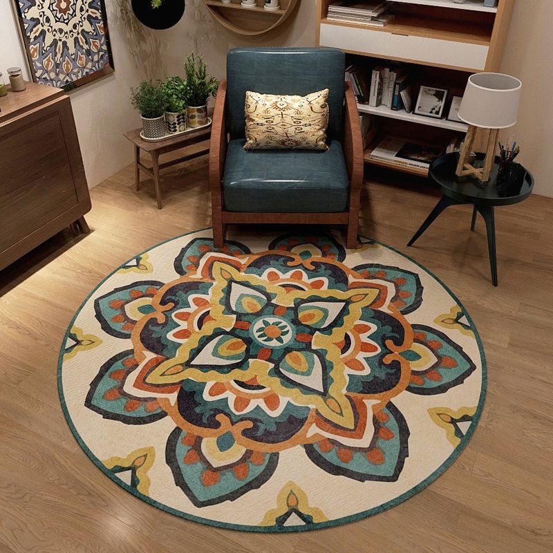 Classic Western Rug Multi-Colored Tribal Floral Print Rug Anti-Slip Backing Washable Area Carpet for Room