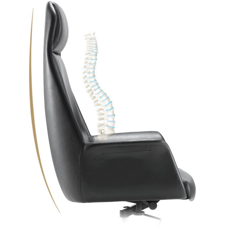 Modern Black Leather Desk Chair with Hight Back Home Office Chair