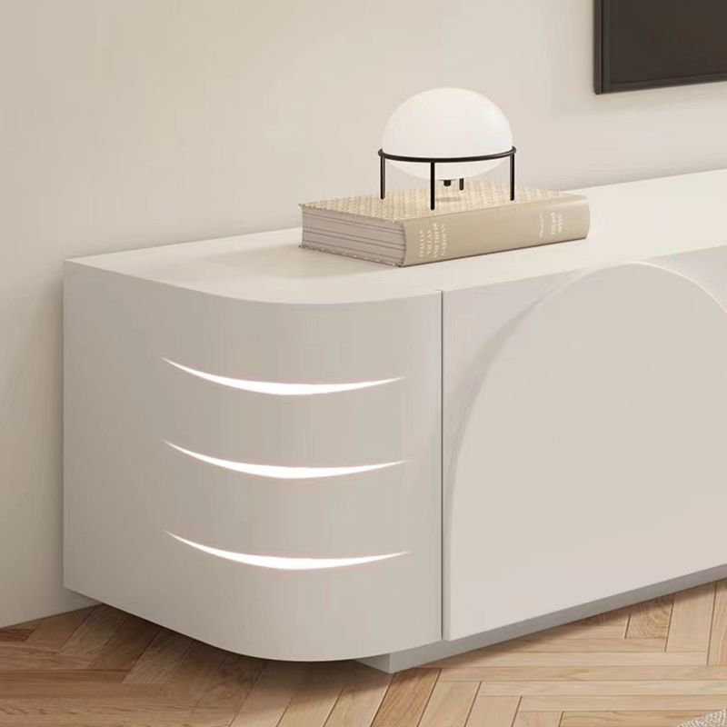 Contemporary White Wood TV Console Enclosed Storage TV Stand Console for Living Room