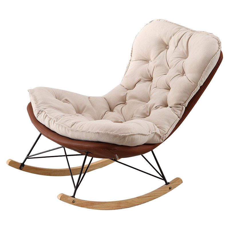 Contemporary Rocking Chair Upholstered Tufted Cushions with Light Legs Glider