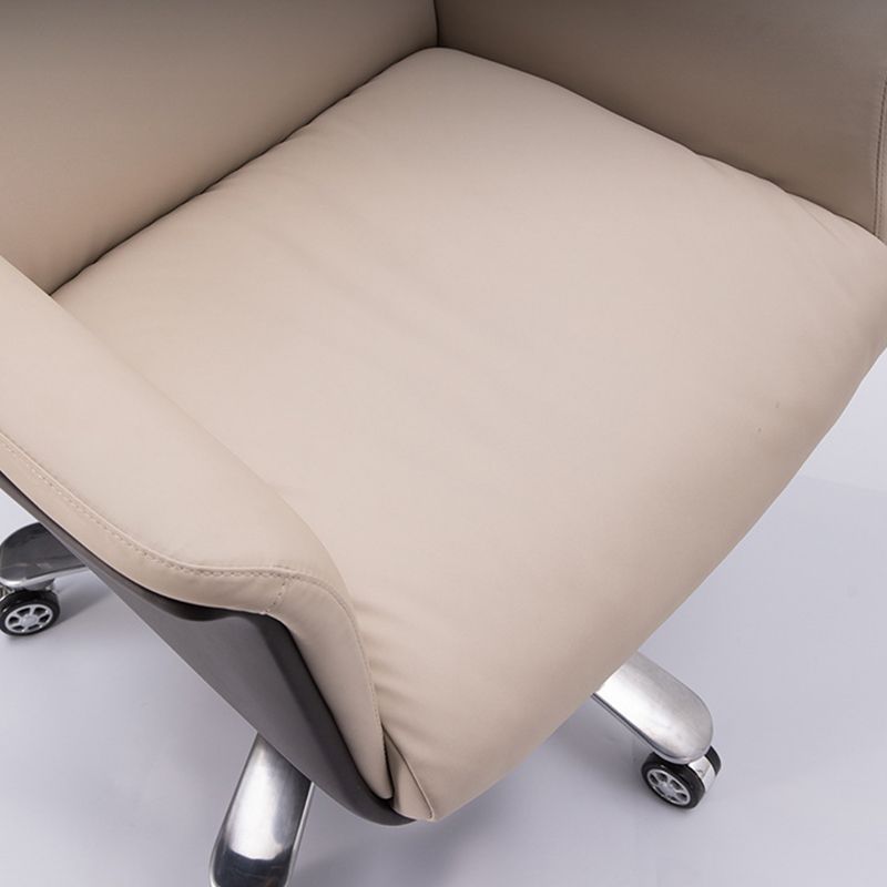 Modern Armless Office Chair Leather No Distressing Ergonomic Desk Chair with Wheels