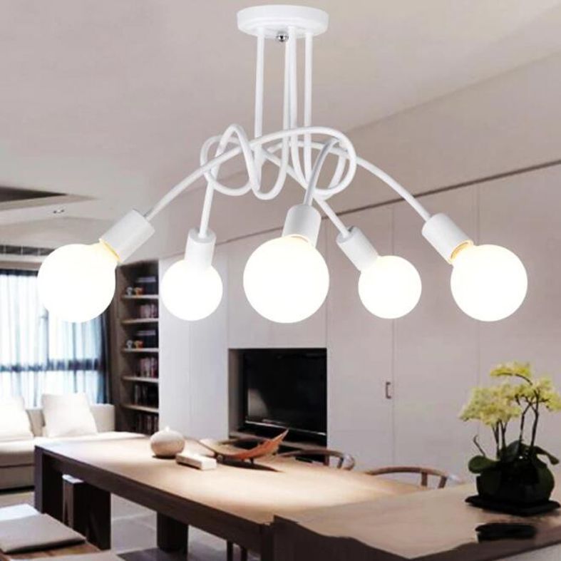 Open Bulbs Design Iron Ceiling Light Modernist Semi Flush Mount Ceiling Light for Dining Room