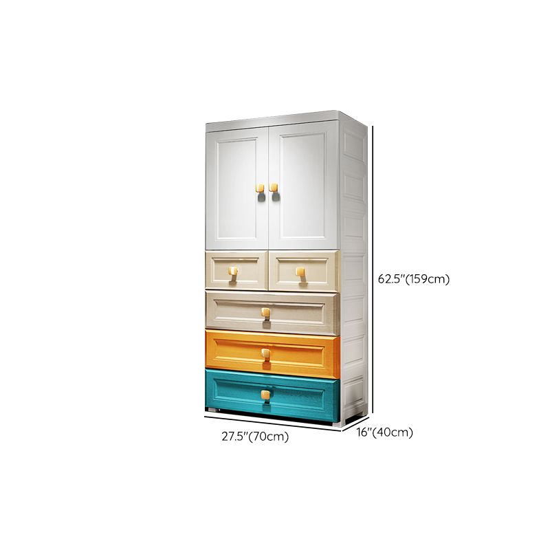 Modern Style Wardrobe Armoire Plastic Wardrobe Closet with Drawers